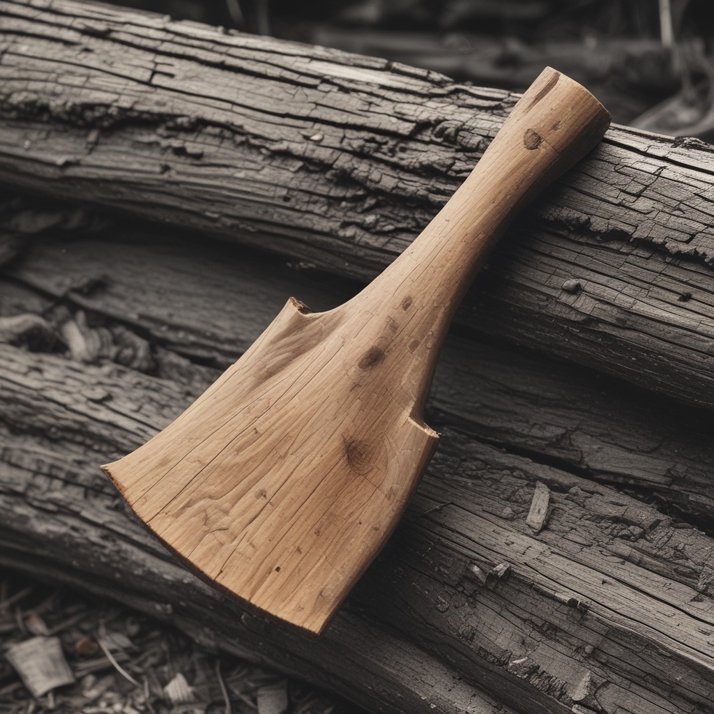 Axe lodged in wood